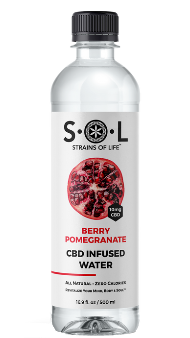 COMING SOON - S•O•L CBD INFUSED WATER - BERRY POMEGRANATE - 12 Bottle Case